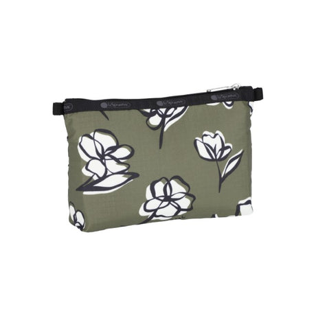 LeSportsac Unisex Cosmetic Clutch In Olive Floral Silhouette
