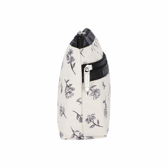 LeSportsac Unisex Pouch Cosmetic Clutch In Ink Sketched Floral Ivory