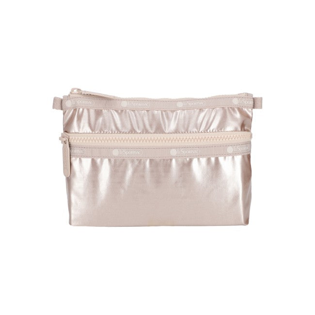 LeSportsac Unisex Pouch Cosmetic Clutch In Rose Gold Shine