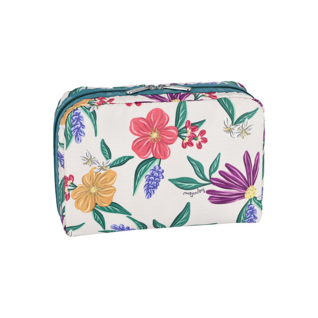 Xl Rectangular Cosmetic In Graphic Floral Ivory