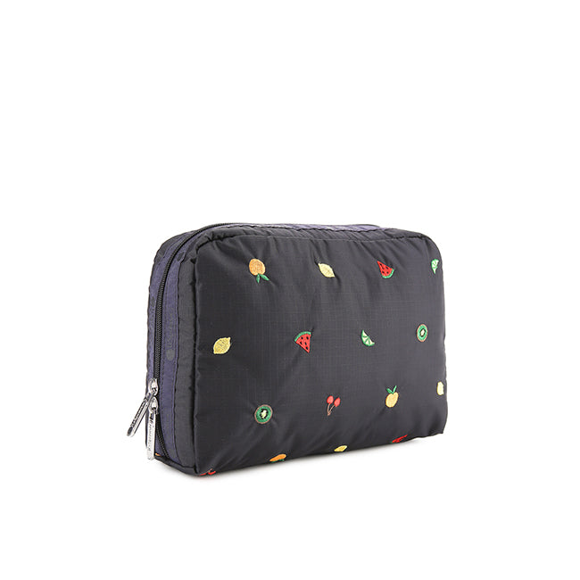 Xl Rectangular Cosmetic In Mixed Fruit Embroidery