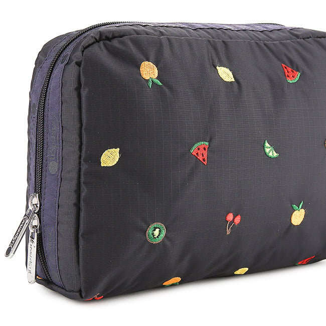 Xl Rectangular Cosmetic In Mixed Fruit Embroidery