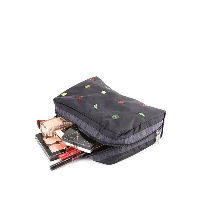 Xl Rectangular Cosmetic In Mixed Fruit Embroidery