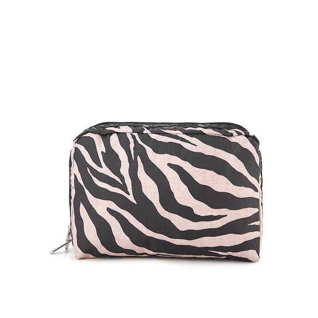 Xl Rectangular Cosmetic In Raffia Zebra