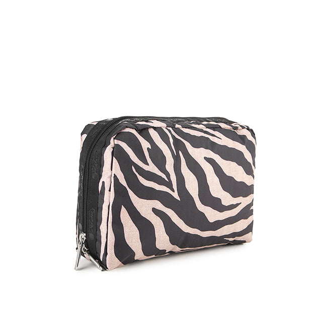 Xl Rectangular Cosmetic In Raffia Zebra