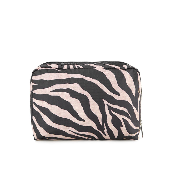 Xl Rectangular Cosmetic In Raffia Zebra
