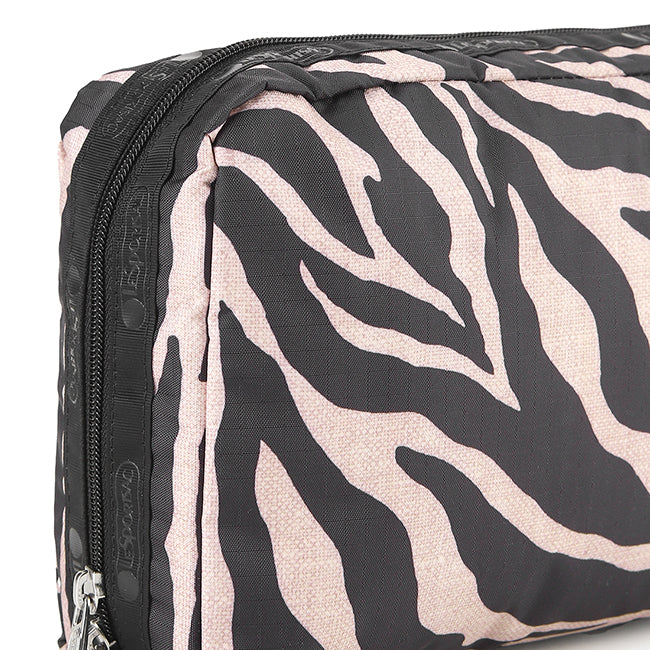 Xl Rectangular Cosmetic In Raffia Zebra