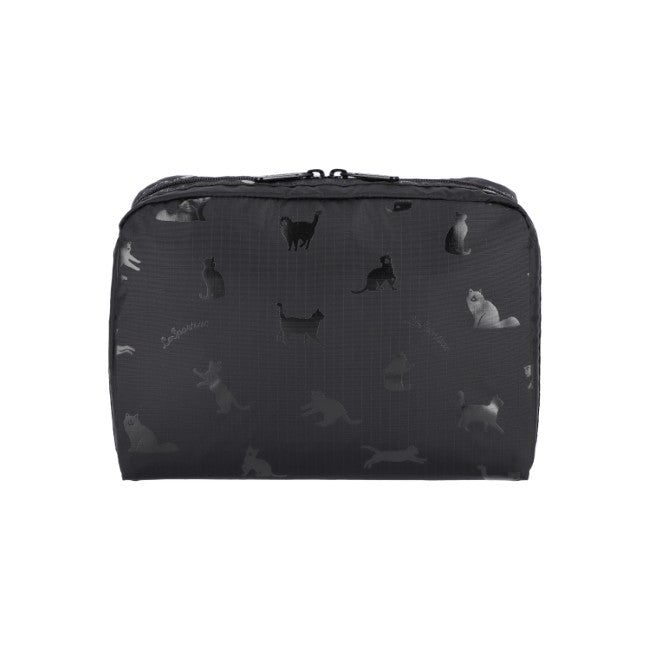 LeSportsac Unisex Xl Rectangular Cosmetic In Black Cats