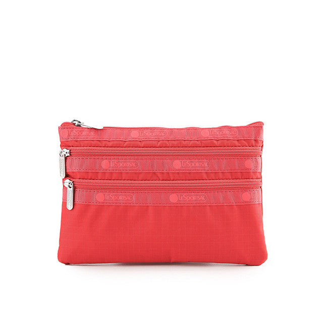 3-Zip Cosmetic In Rosey Red