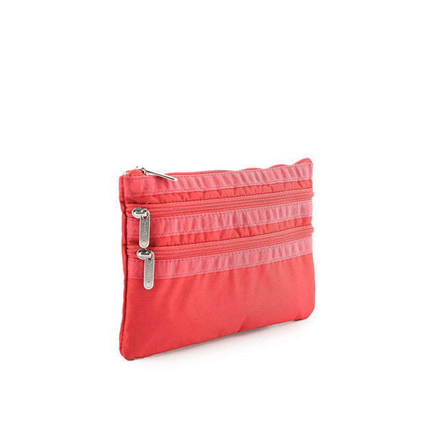 3-Zip Cosmetic In Rosey Red