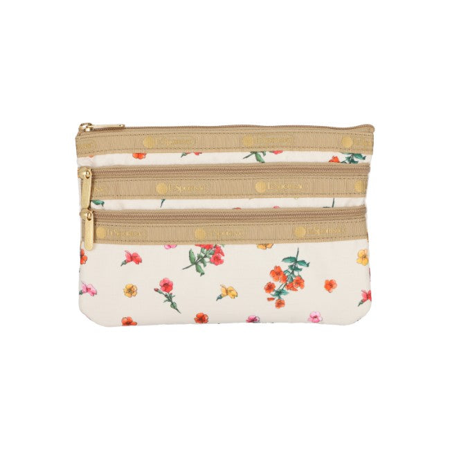 LeSportsac Unisex 3-Zip Cosmetic In Dainty Garden