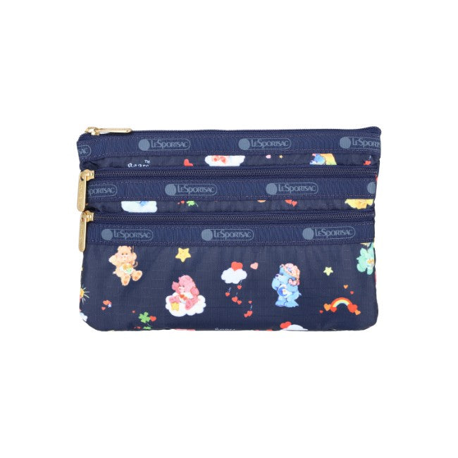 LeSportsac Unisex 3-Zip Cosmetic In Care Bears Dreams Navy
