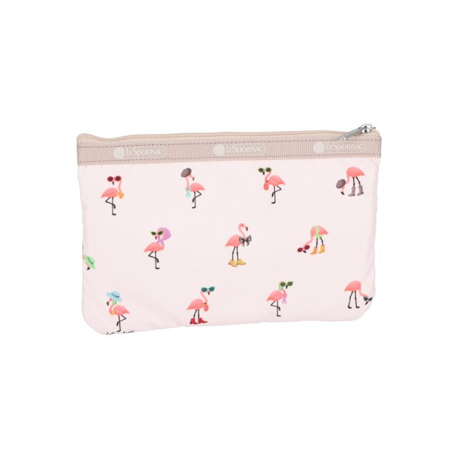 LeSportsac Unisex Pouch 3-Zip Cosmetic In Flamingo Party