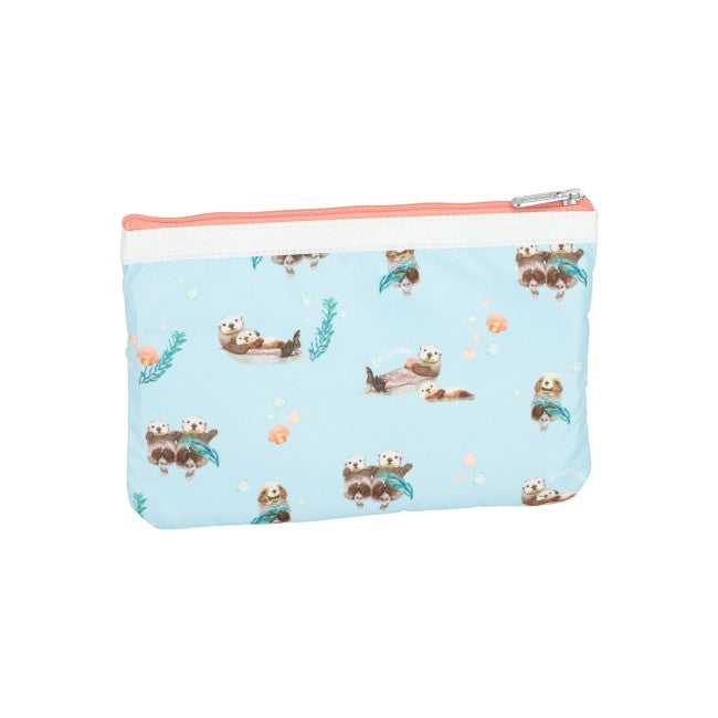 LeSportsac Unisex Pouch 3-Zip Cosmetic In Floating Sea Otters