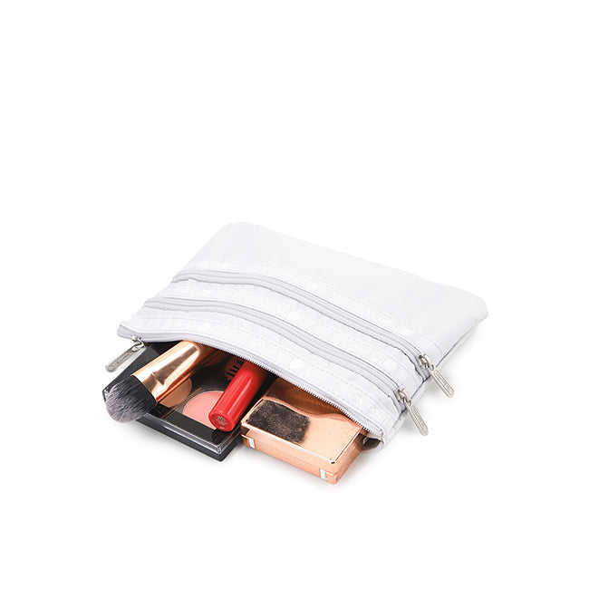 3-Zip Cosmetic In Pearl Gray