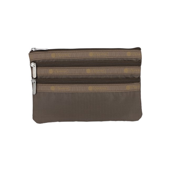 LeSportsac Unisex 3-Zip Cosmetic In Dark Chocolate