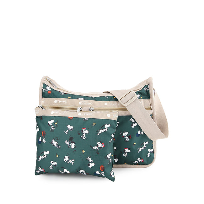 LeSportsac Tas Unisex Sling Bag Deluxe Everyday Bag In Snoopy And Woodstock Grn