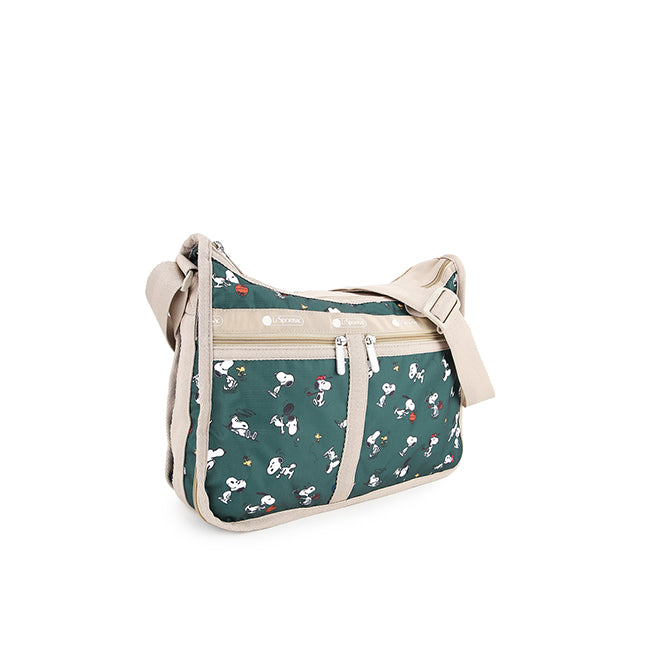 LeSportsac Tas Unisex Sling Bag Deluxe Everyday Bag In Snoopy And Woodstock Grn