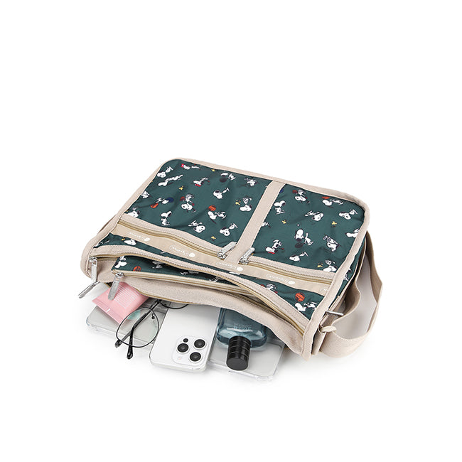 LeSportsac Tas Unisex Sling Bag Deluxe Everyday Bag In Snoopy And Woodstock Grn