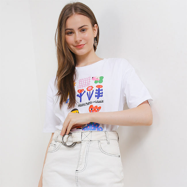 Hush Puppies Pakaian Wanita T Shirt Liunic Taea In White