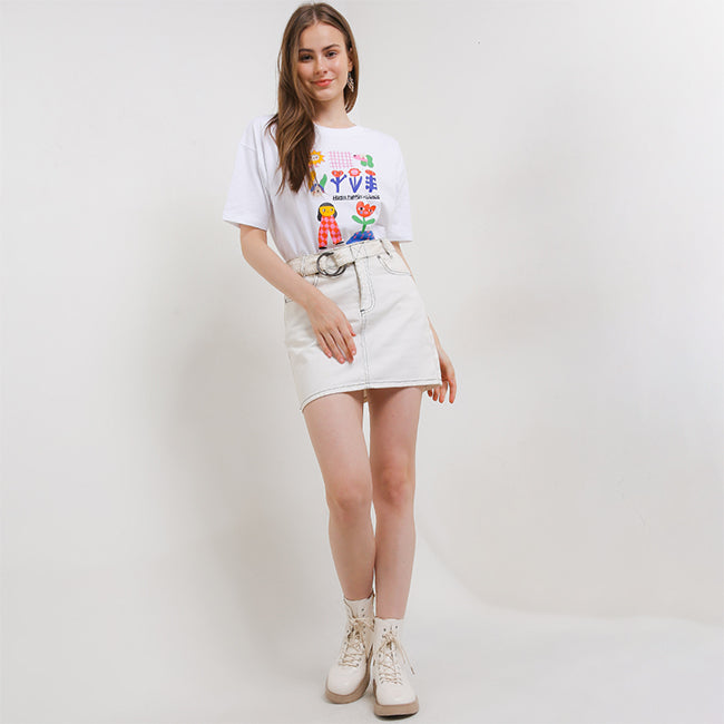 Hush Puppies Pakaian Wanita T Shirt Liunic Taea In White