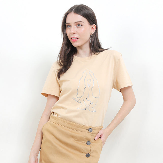 Hush Puppies Pakaian Wanita T Shirt Bl Brilyante In Beige