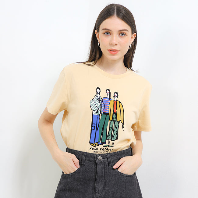 Hush Puppies Pakaian Wanita T Shirt 90S Diversa In Beige