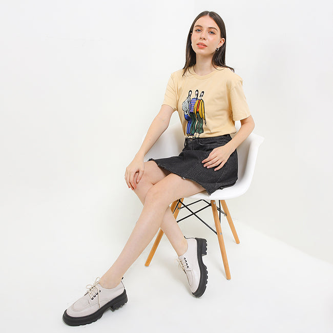 Hush Puppies Pakaian Wanita T Shirt 90S Diversa In Beige