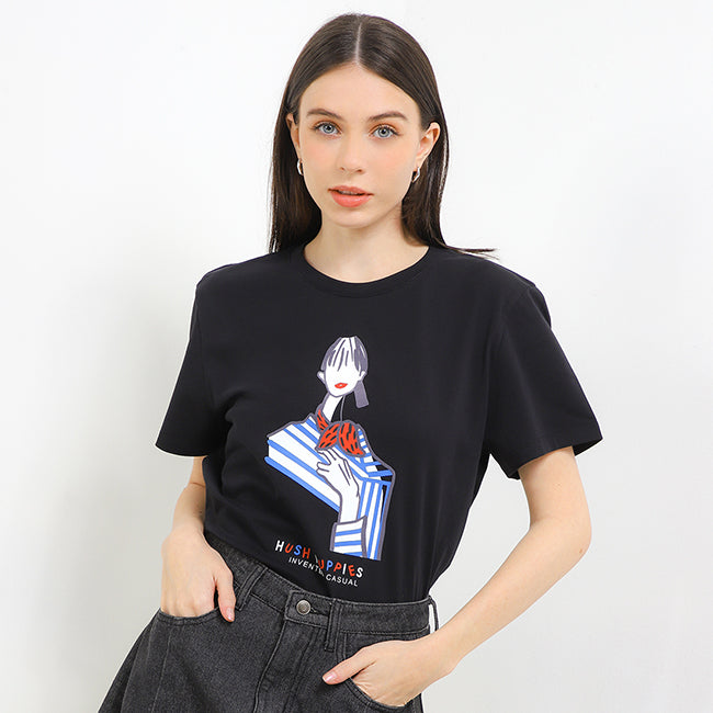 Hush Puppies Pakaian Wanita T Shirt 90S Diversa In Black