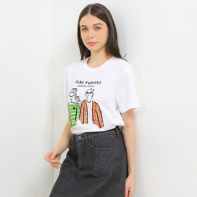 Hush Puppies Pakaian Wanita T Shirt 90S Diversa In White