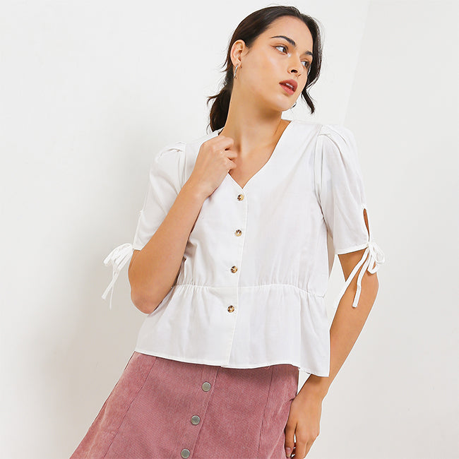 Hush Puppies Pakaian Kemeja Wanita Irama In White