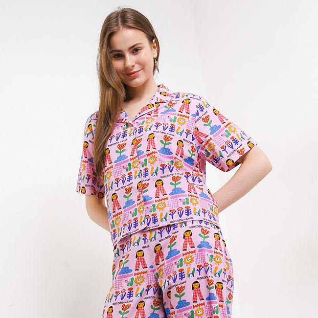 Hush Puppies Pakaian Wanita Shirt Liunic Ripeti In Pink