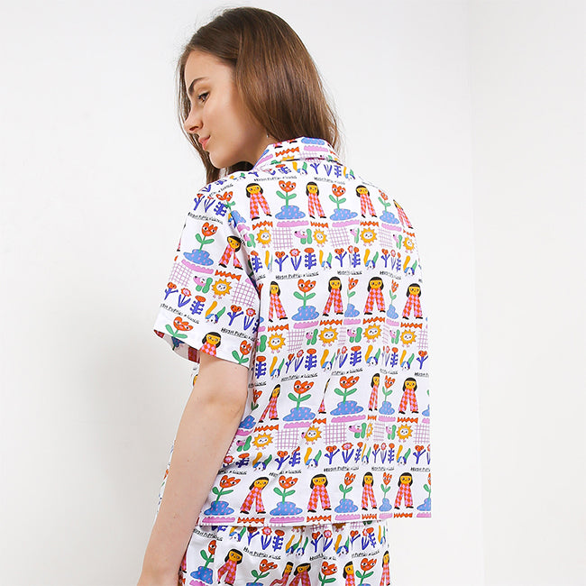 Hush Puppies Pakaian Wanita Shirt Liunic Ripeti In White