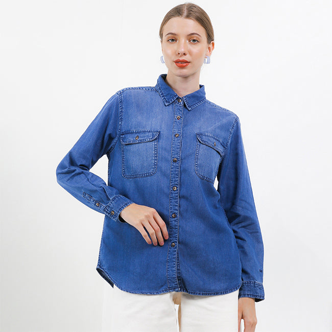 Hush Puppies Pakaian Wanita Denim Animal Fest Slappe In Medium Blue