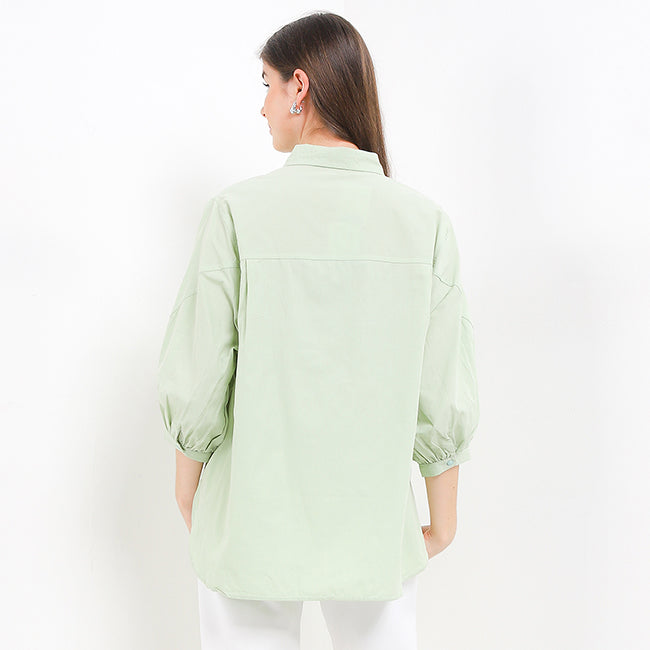 Hush Puppies Pakaian Wanita Shirt Clarity Puff In Sage