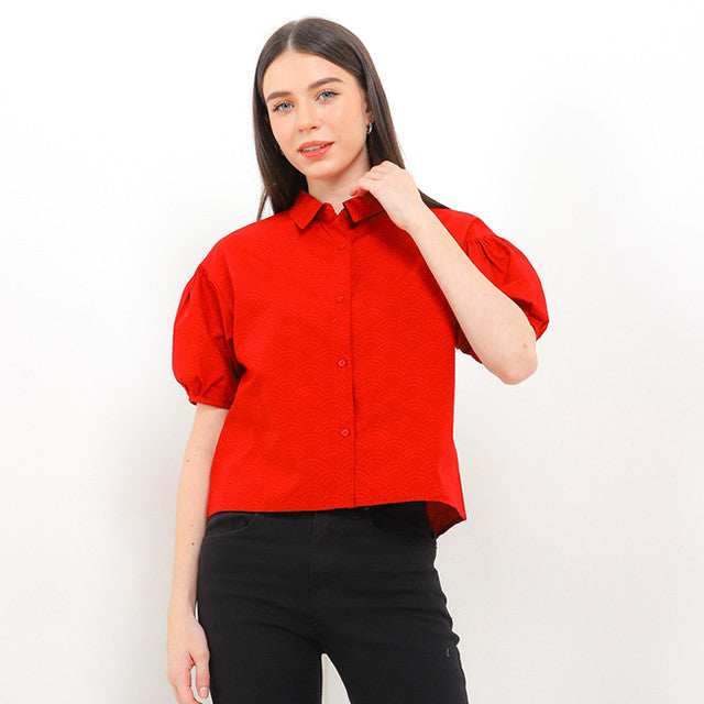Hush Puppies Pakaian Wanita Shirt Cny Orienta In Red