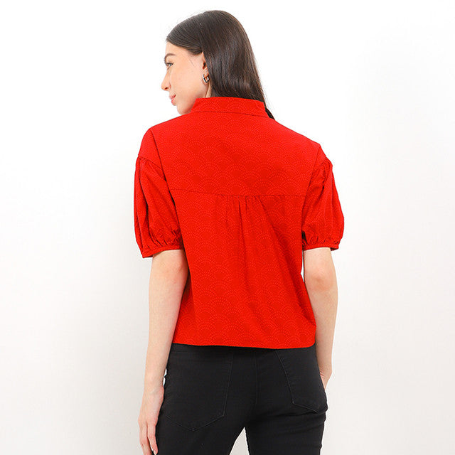 Hush Puppies Pakaian Wanita Shirt Cny Orienta In Red