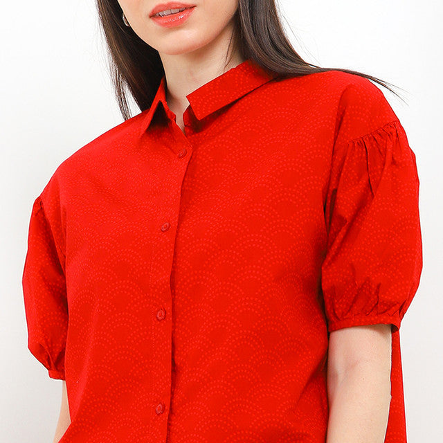 Hush Puppies Pakaian Wanita Shirt Cny Orienta In Red