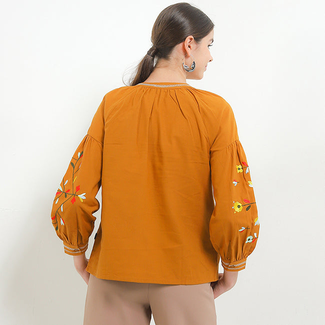 Hush Puppies Pakaian Wanita Blouse Nc Ethia Lss In Camel