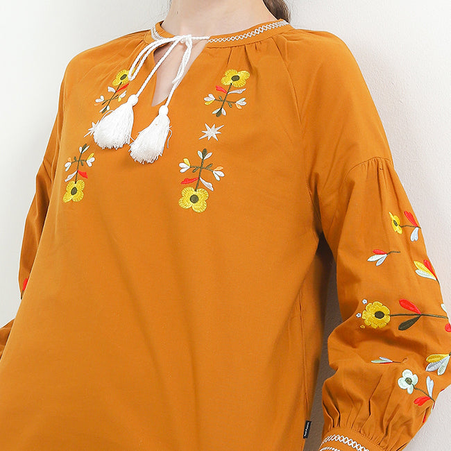 Hush Puppies Pakaian Wanita Blouse Nc Ethia Lss In Camel