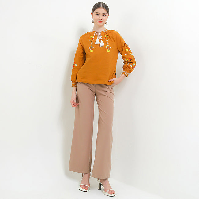 Hush Puppies Pakaian Wanita Blouse Nc Ethia Lss In Camel