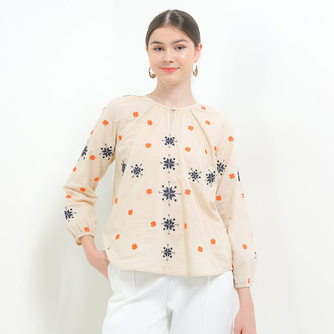 Hush Puppies Pakaian Wanita Blouse Nc Metia In Beige