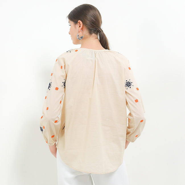 Hush Puppies Pakaian Wanita Blouse Nc Metia In Beige