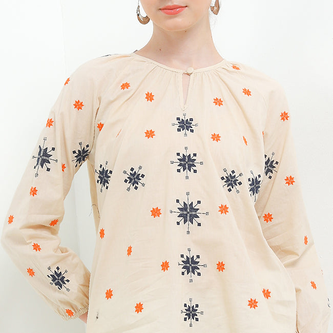 Hush Puppies Pakaian Wanita Blouse Nc Metia In Beige