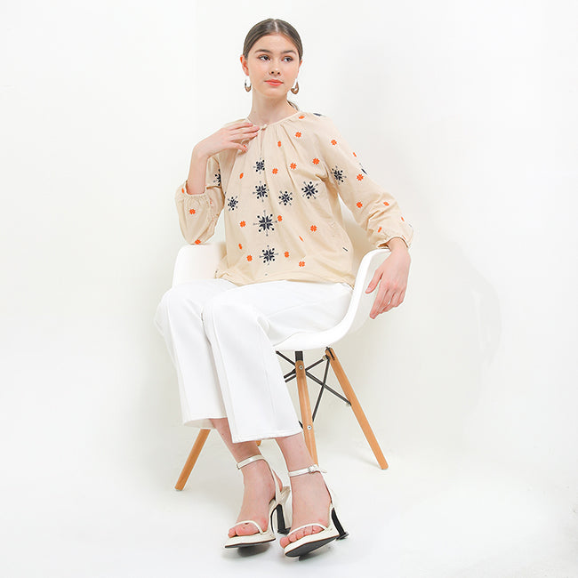 Hush Puppies Pakaian Wanita Blouse Nc Metia In Beige