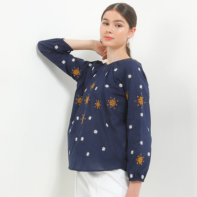 Hush Puppies Pakaian Wanita Blouse Nc Metia In Navy