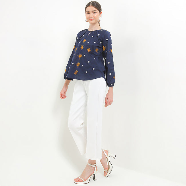 Hush Puppies Pakaian Wanita Blouse Nc Metia In Navy