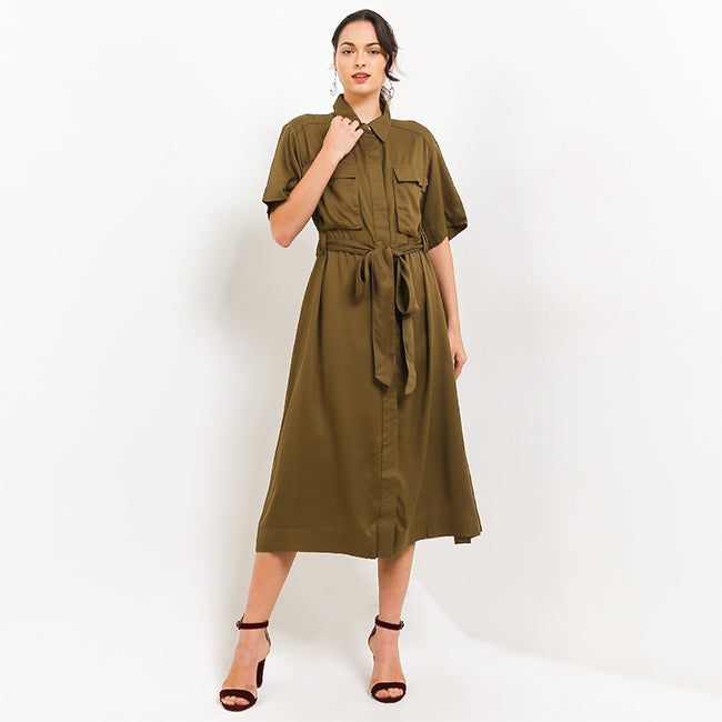 Hush Puppies Pakaian Dress Wanita Dc Eveston In Olive