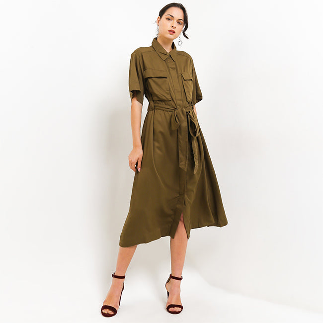 Hush Puppies Pakaian Dress Wanita Dc Eveston In Olive