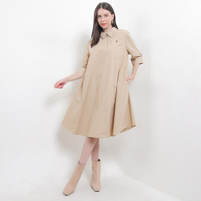 Hush Puppies Pakaian Wanita Dress Carlene Midi In Khaki